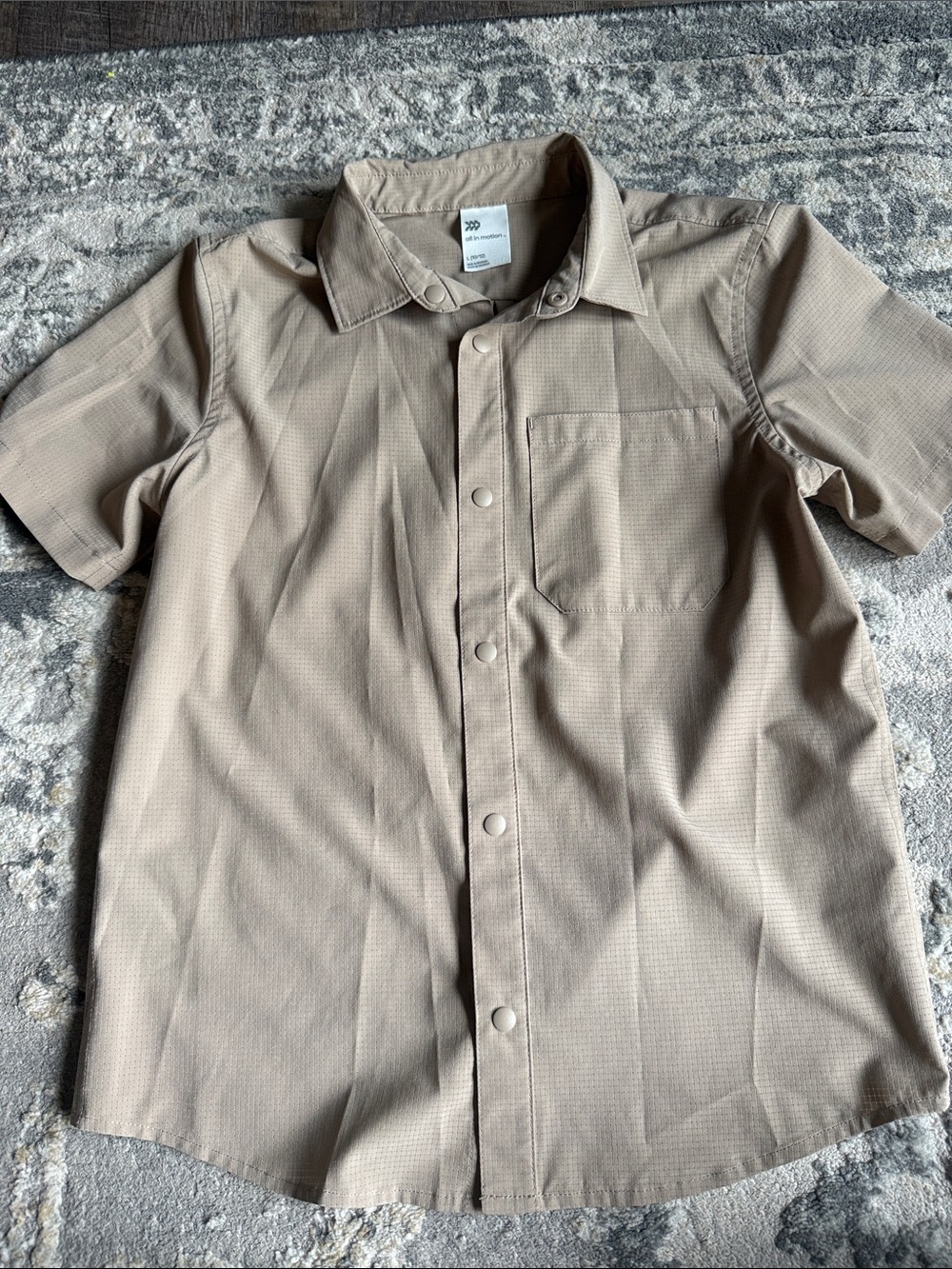 Boys Short-Sleeve Button Front Shirt - Tan